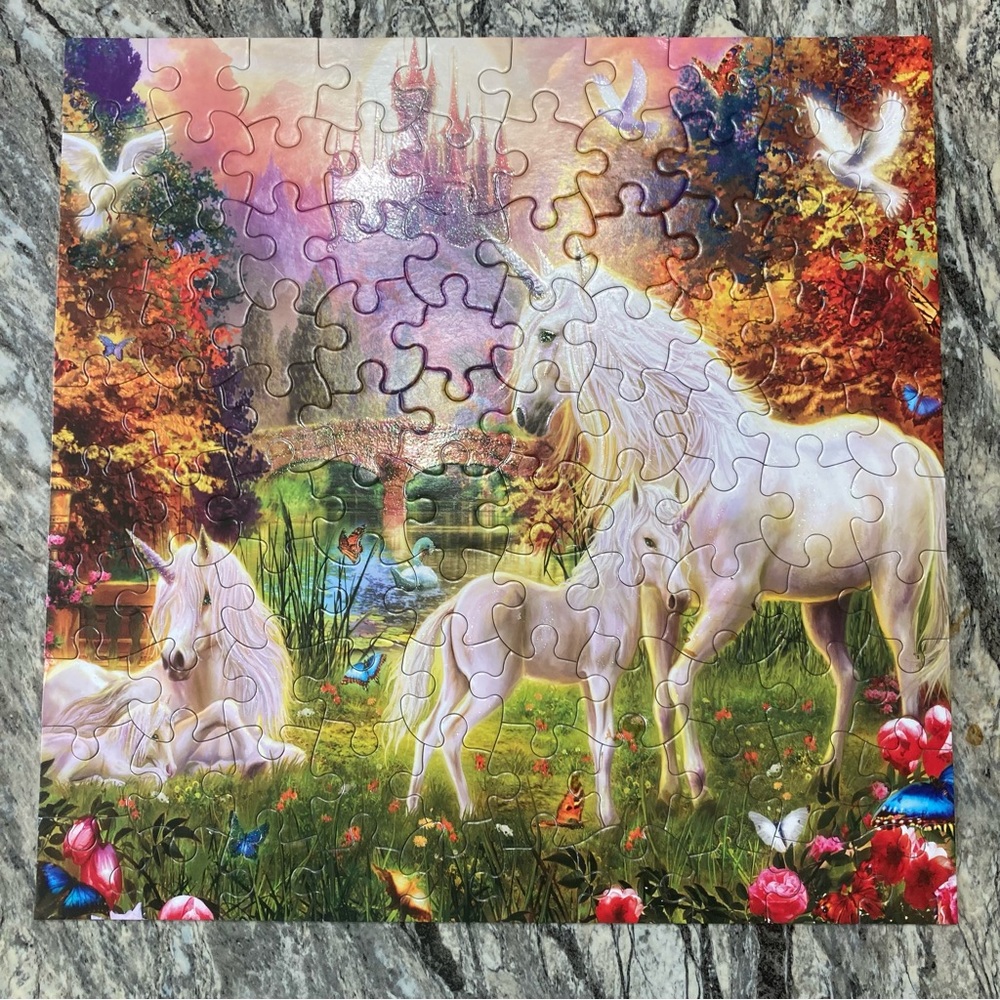 Ceaco Glitter Rainbow Unicorns Puzzle 100 pieces Jigsaw 13in x 13in Age 5+